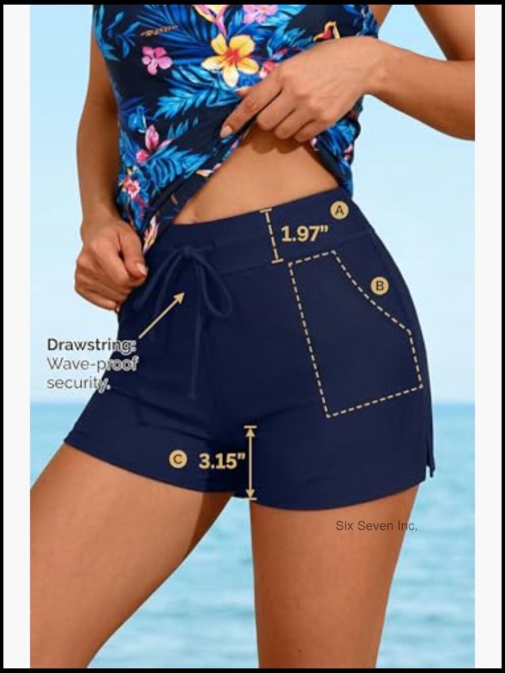 Tankini Swimsuit with Shorts - Two Piece Tummy Control Bathing Suit Top with - Picture 2 of 7